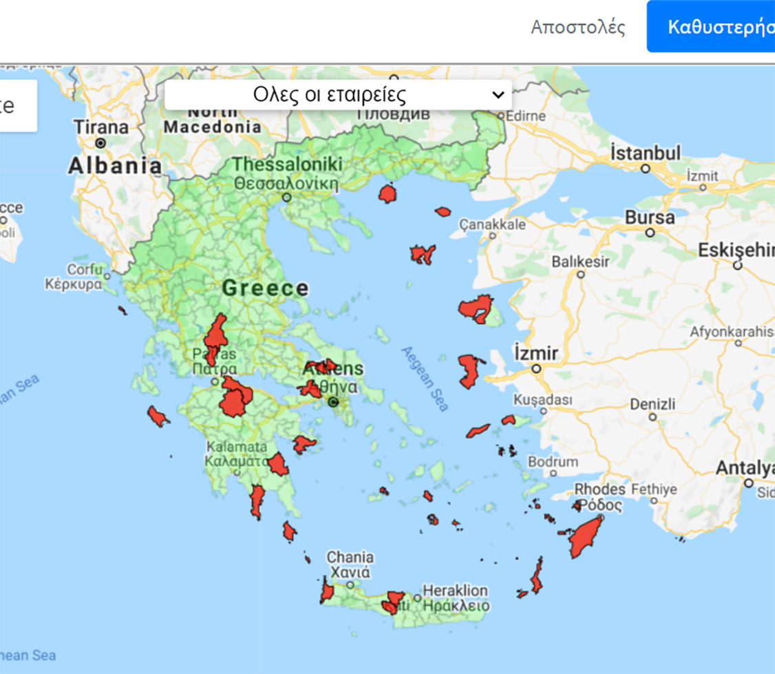 Απεικόνιση καθυστερήσεων στο χάρτη